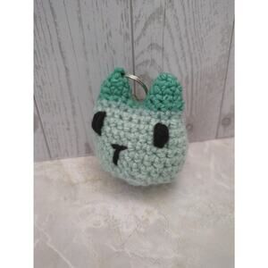 Handmade crochet cat keychain